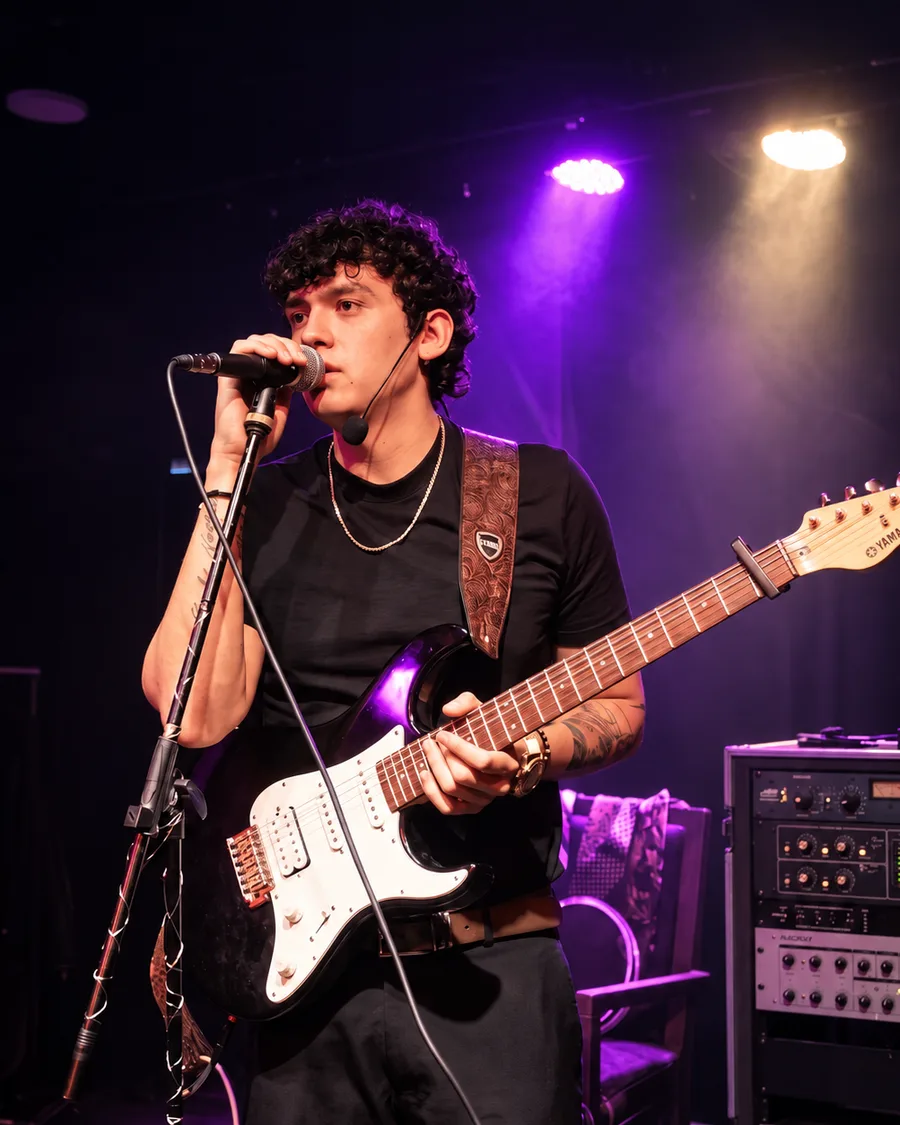 Camilo Corredor cantando y tocando guitarra en vivo